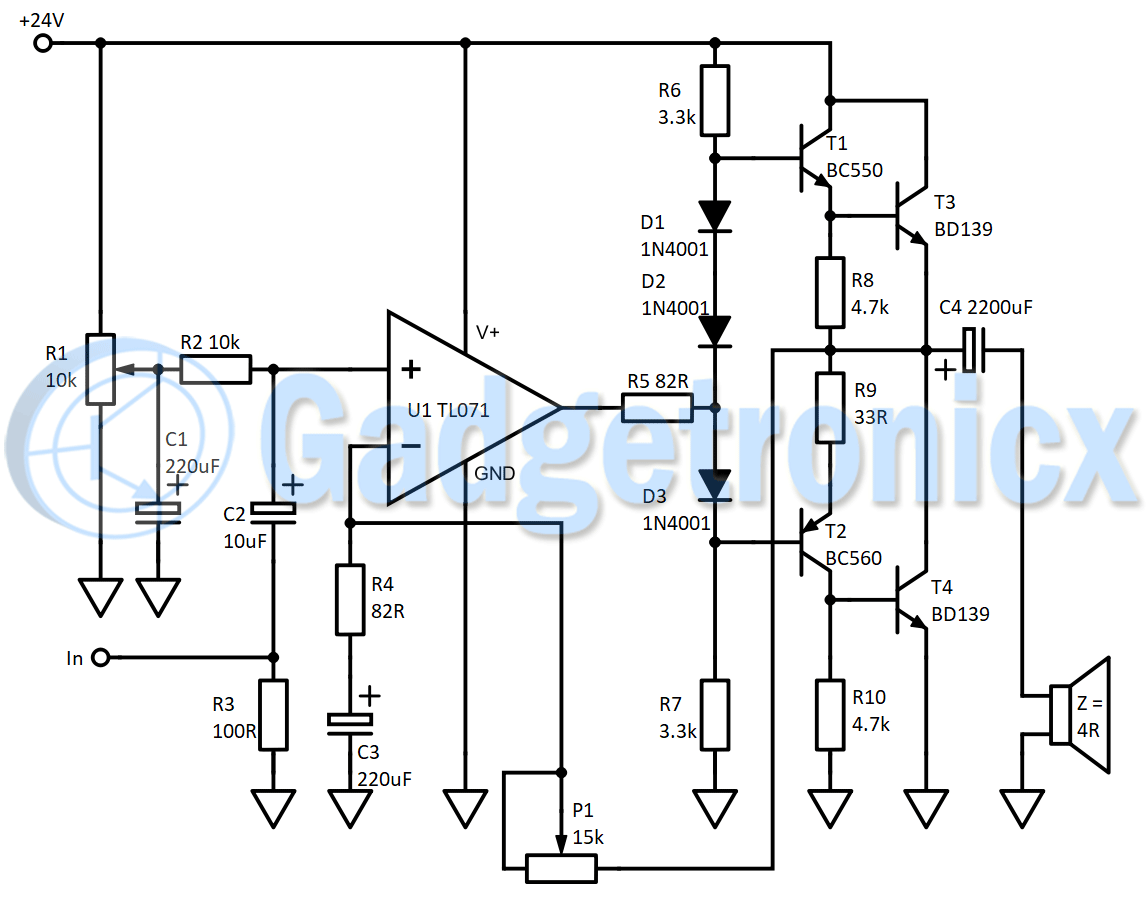 Building A Class B Amplifier Circuit Gadgetronicx