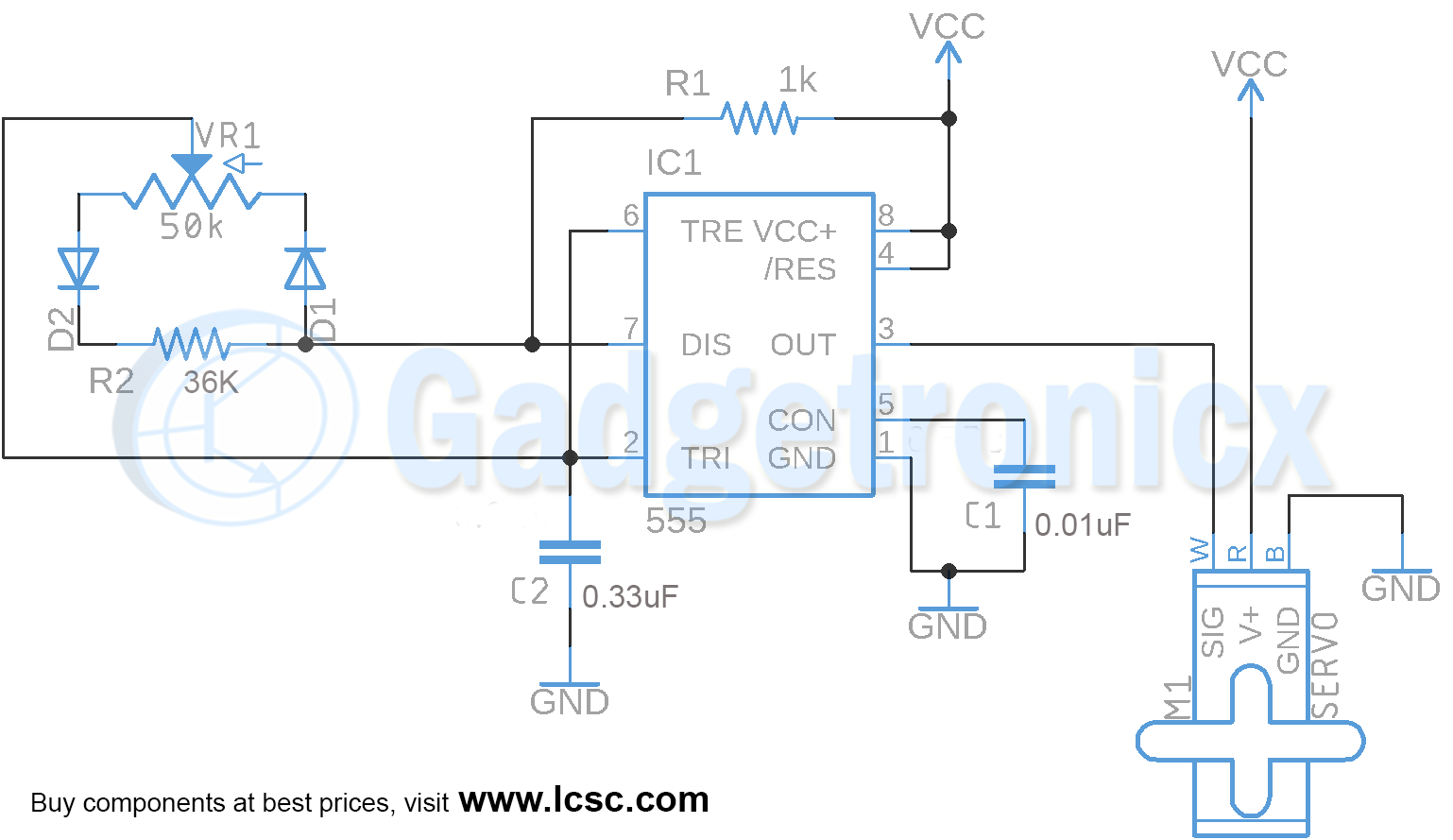 Servo motor control using IC 555 - Gadgetronicx