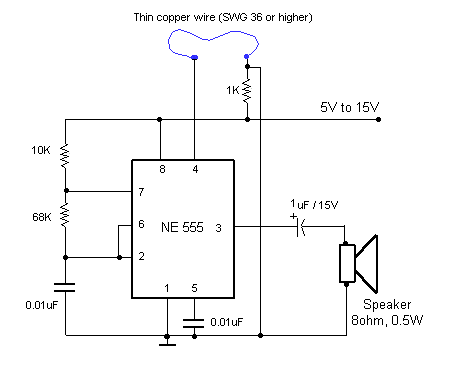 Burglar alarm Circuit using IC 555 - Gadgetronicx