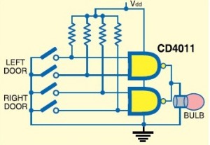 CD4011-circuit-Door-open-indicator-circuit