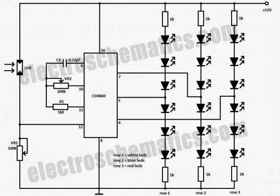 Six Simple LED Lighting Circuit for Christmas - Gadgetronicx blinking led ckt diagram 
