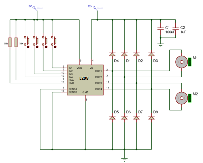 Bidirectional Motor Controller Circuit Using Ic L298 Gadgetronicx 