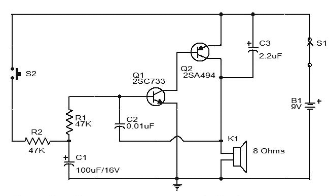 siren circuit diagram using two transistors  gadgetronicx