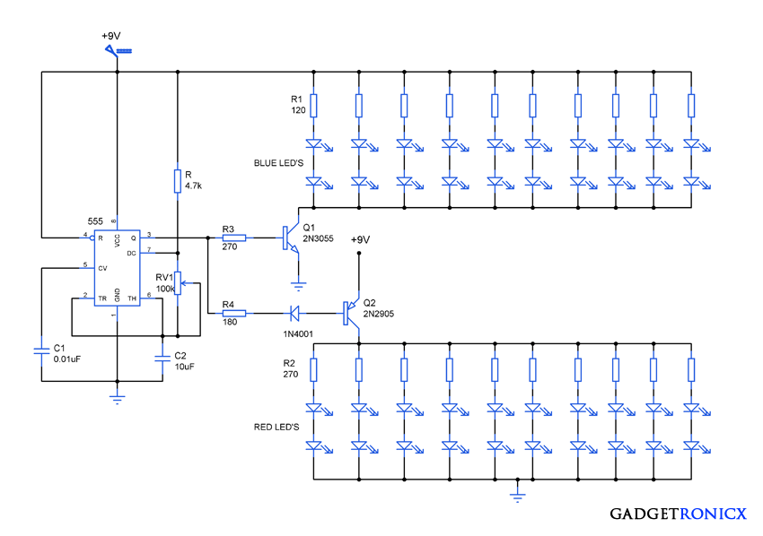 led circuit diagram for 230v