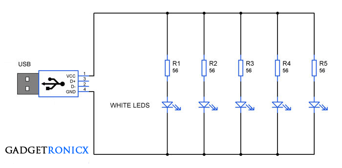 230V AC mains operated LED light circuit diagram Gadgetronicx