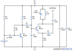 3 km ranged FM transmitter circuit - Gadgetronicx