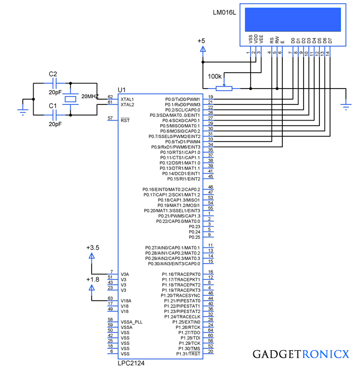 Interfacing Lcd With Arm7 Microcontroller Gadgetronicx