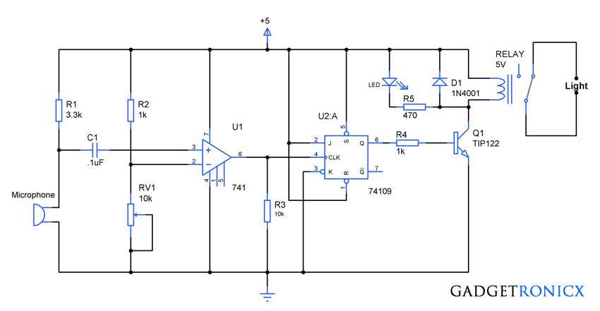 Clap activated light circuit - Gadgetronicx