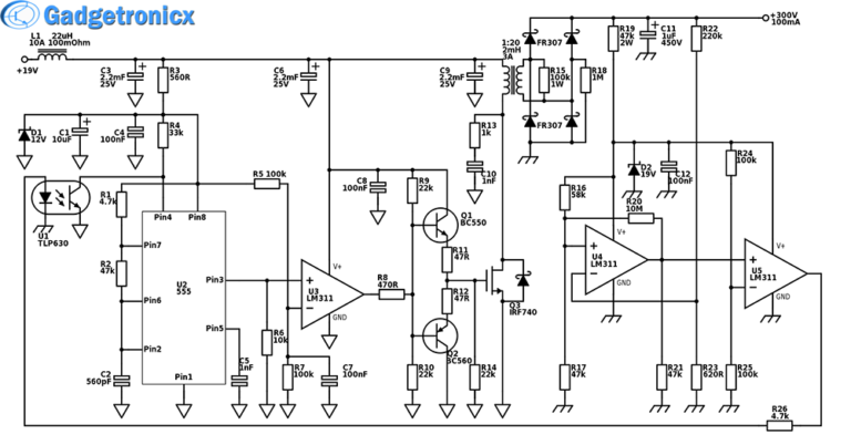 High Power Boost Converter Circuit diagram - Gadgetronicx