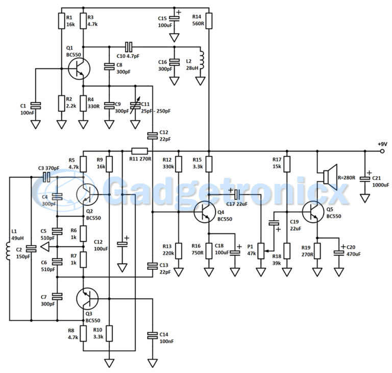 Professional Metal Detector Circuit Diagram