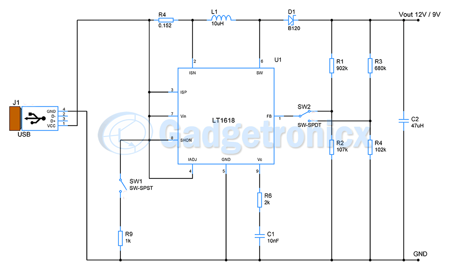 5v to 12v, DC to DC Boost converter circuit - Gadgetronicx